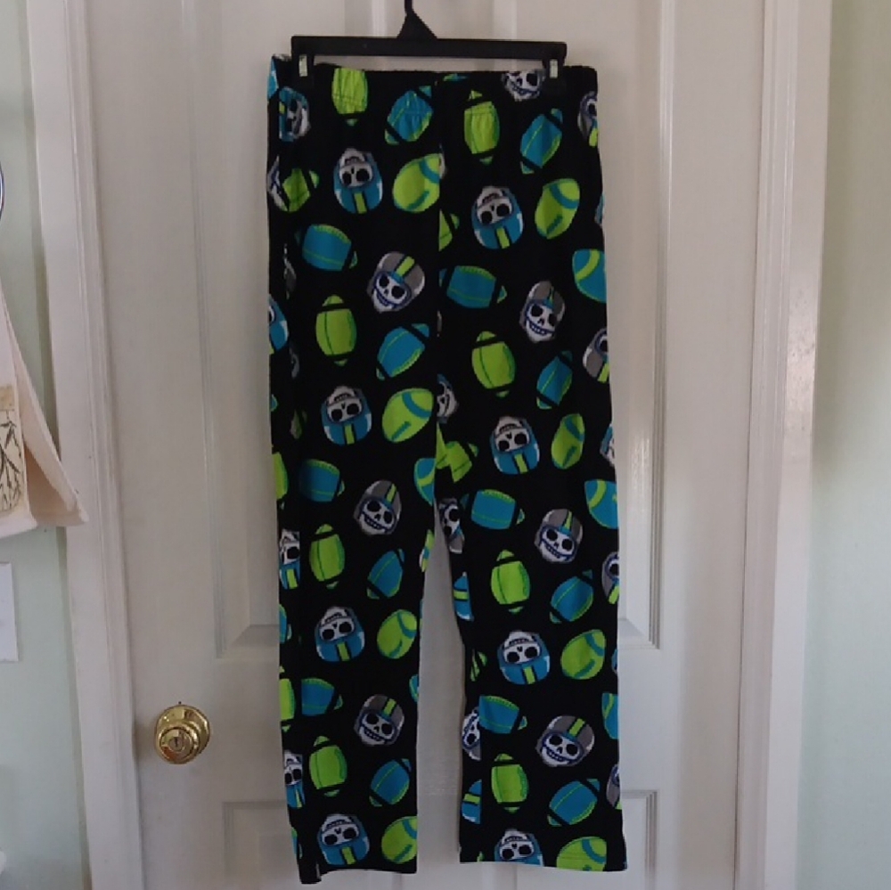 Kids Pajamas with Blue and Green Skull And Football Pattern
